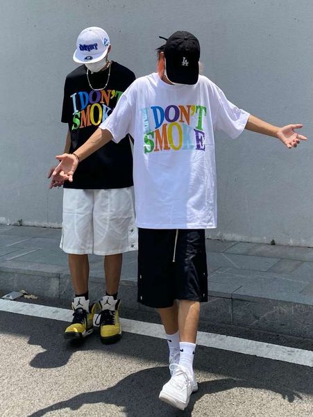 

high style 5-sleeve t-shirt men's fashion brand american street size hip hop, White;black