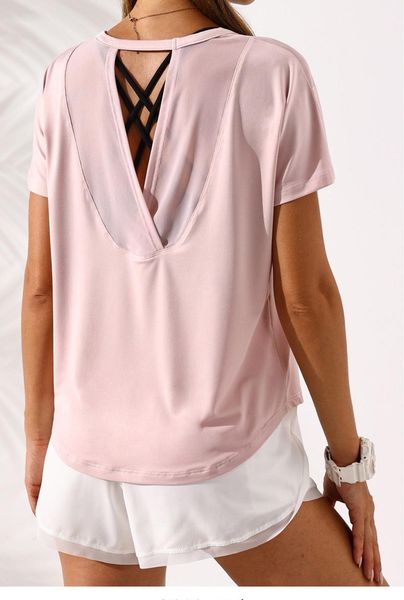 

yoga outfit loose quick dry tank women gym open back t-shirt fitness female casual workout sports shirt woman t-shirts clothing