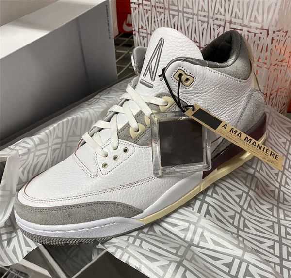 

2021 authentic 3 a ma maniere 3s men athletic shoes racer blue fragment unc varsity royal white cement medium grey violet ore sport, White;red