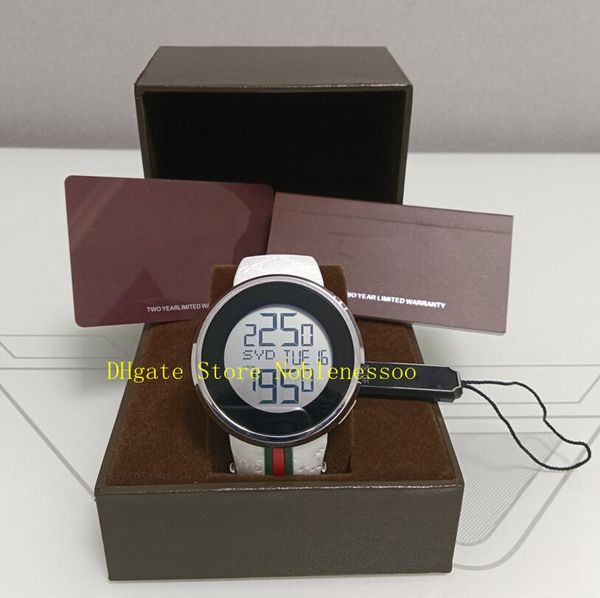 

3 color original box watches midsize mens women's quartz movement 45mm black white digital dual time rubber bracelet sport watch, Slivery;brown