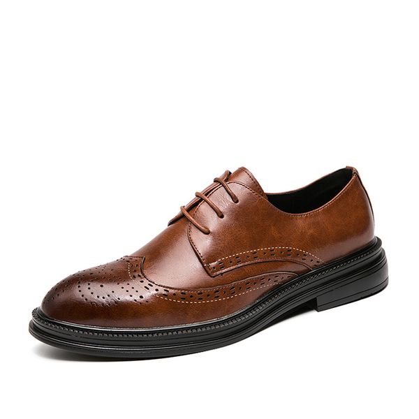 

464748 size british brogue business formal mens leather shoes cross-border new mens leather shoes business formal wear breathable, Black