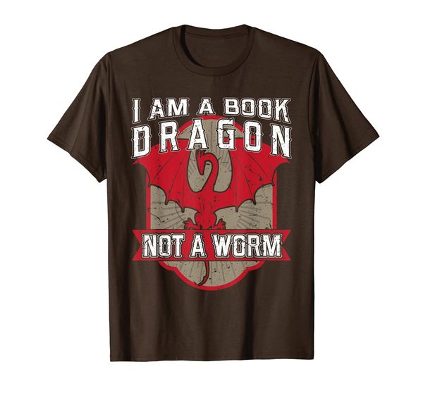 

i am a book dragon not a worm t-shirt, White;black