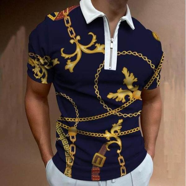 

propitious pattern men's zipper polo shirt comfortable breathable fashionable cool daily travel work party, White;black