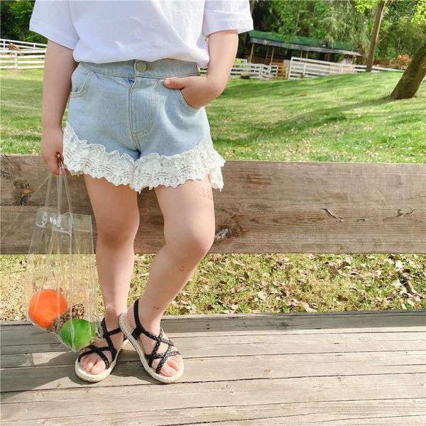 

shorts 2021 summer arrival girls fashion lace kids denim, Black
