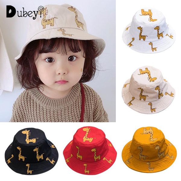 

baby boy girl fisherman hat spring fall thin cotoon sun korean cartoon giraffe bucket toddler caps & hats, Yellow