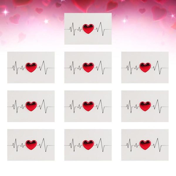 

10pcs love valentine greeting lovers blessing souvenir heart shaped designed without envelope (electrocardio pattern) cards