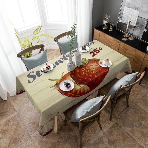 

table cloth fruit strawberry wood grain retro waterproof tablecloth rectangular cofee decor cover home wedding