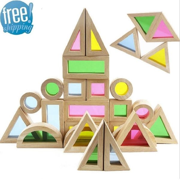 

wooden rainbow stacking blocks creative colorful learning and educational construction building toys set kids for ages 2+ 1008 1020