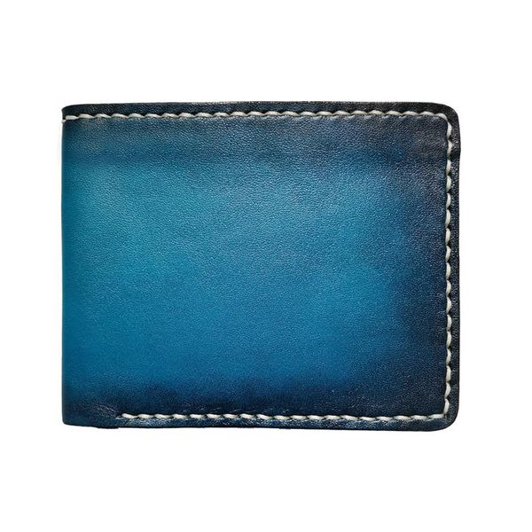 

custom color handmade women short cow leather blue wallets fold bag purses men clutch vegetable tanned wallet, Red;black