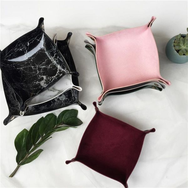 

kitchen storage & organization leather tray jewelry foldable box pu square for dice table games key wallet coin desk