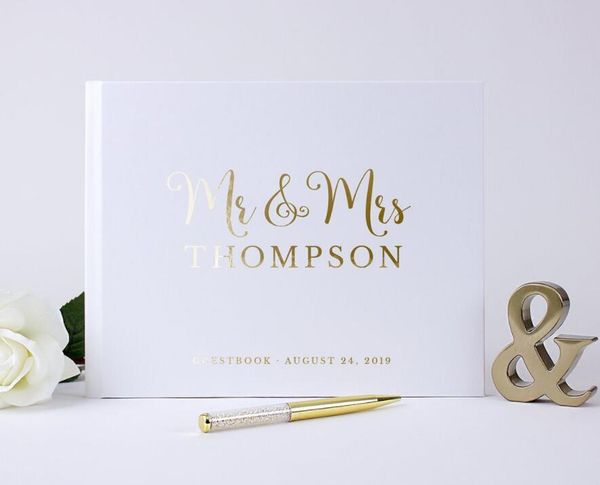 

personalized any language wedding guest book, birthday gold foil guestbook, custom mr mrs sign in other event & party supplies