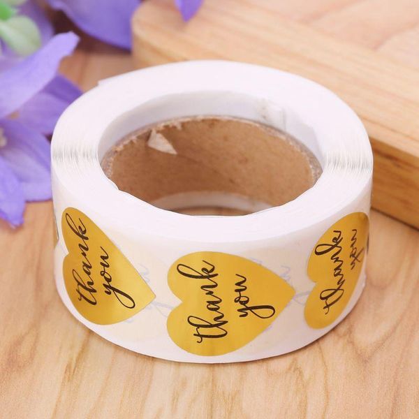 

500pcs 1" inch thank you sticker adhesive labels roll heat-shape package tags golden handmade decorations for wedding party m89a gift w