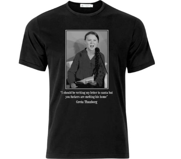

greta thunberg santa t shirt black, White;black