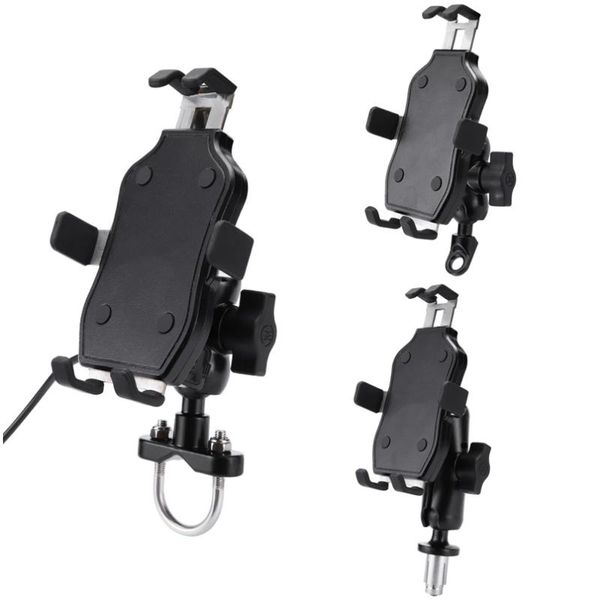 

cell phone mounts & holders chargable aluminum alloy motorcycle holder rearview mirror soporte celular moto bike stand support