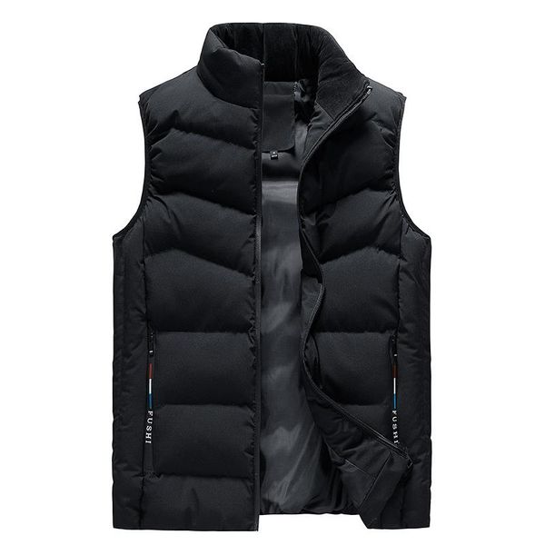 

men's vests down cotton waistcoat autumn and winter vest sleeveless coat korean style fashion stand collar handsome gilet homme, Black;white