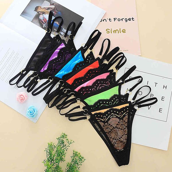 

7pc tanga femme erotic thongs womens lace lingerie knickers g-string transparent underwear ondergoed panties l4, Black;pink
