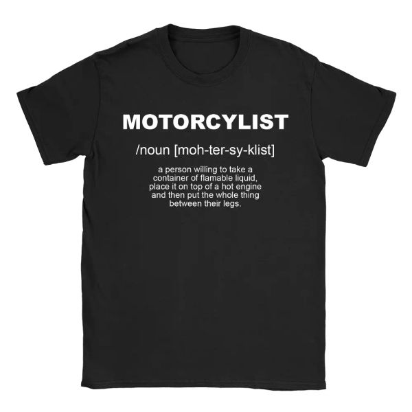 

motorcyclist definition mens t-shirt gift for biker funny joke, White;black