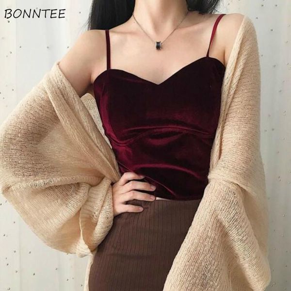 

women camis simple pleuche solid fluffy retro all-match slim fit woman femlae korean style ins chic soft streetwear women's tanks, White