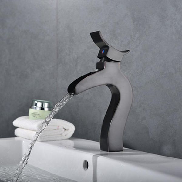 

bathroom sink faucets basin faucet black oil/nickel brass cold and water mixer tap single hole deck mounted taps