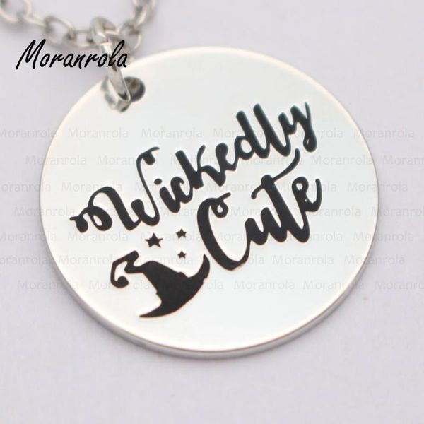 

pendant necklaces arried " wickedly cute "copper necklace keychain,charm hand stamped jewelry halloween fall, girl, women gift, Silver