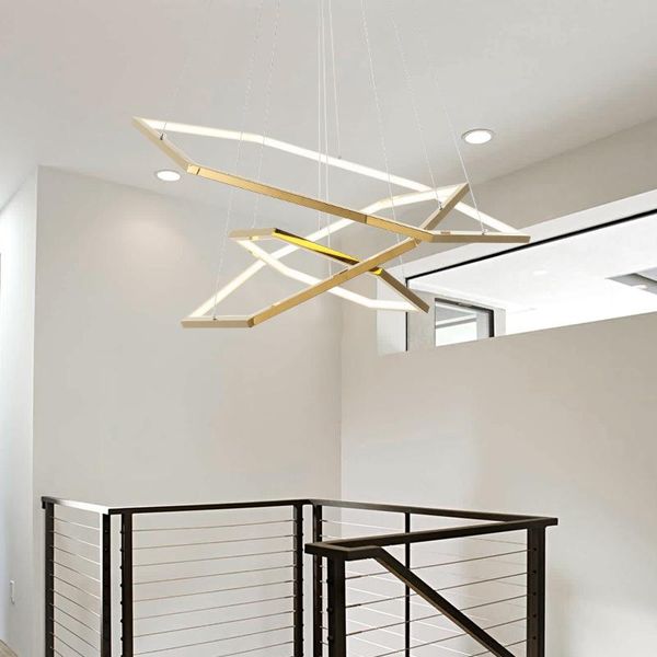 

modern simple stainless steel polygonal chandelier pendant lamps