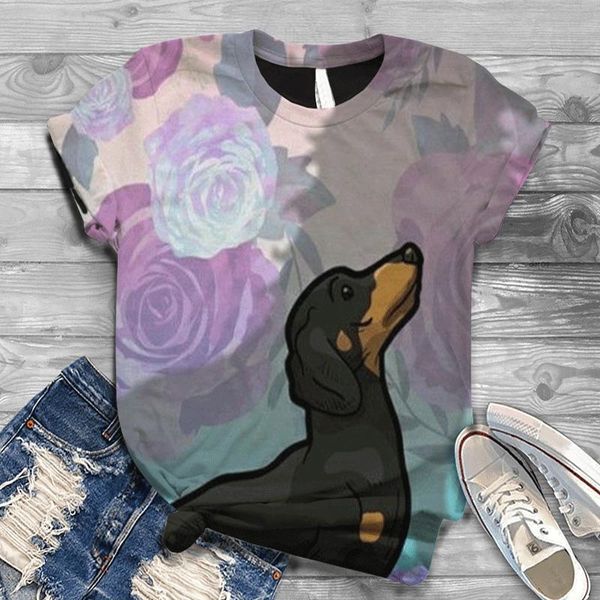 

women's t-shirt oversized digital 3d cute dog printed women o neck short sleeve graphic summer harajuku tshirt, White