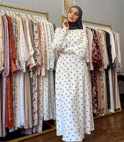 Etnik Giyim Müslüman Abaya Baskı Maxi Elbise Şifon Başörtüsü Hırka Kimono Uzun Robe Abiye Jubah Ortadoğu Ramazan Eid Arap İslami