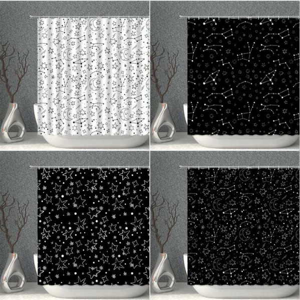 

shower curtains little stars printing night sky moon romance style polyester decor curtain bathroom waterproof screen with hooks