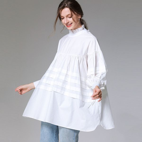 

big yards dresses large women's 2021 spring fat mm fashion age reducing ruffle tie shirt