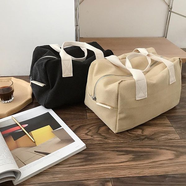 

women canvas gripesack gym bag thick cotton fabric handbag eco friendly tote simple trip travel shoulder bags large capacity duffel