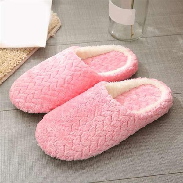 

slippers 2022 soft plush cotton cute shoes couple non-slip floor indoor home furry women for bedroom, Black