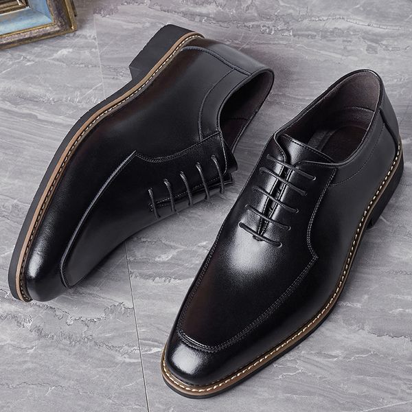 

leather sho men's busins drs leather british casual fashion wedding, Black