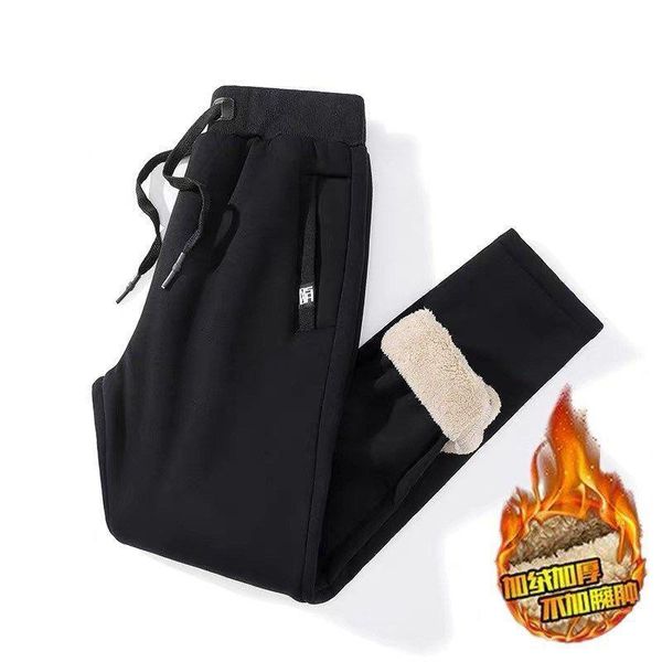 

men's pants lamb wool joggers men cashmere sweatpants sportswear sports winter trousers oversize menswear casual, Black