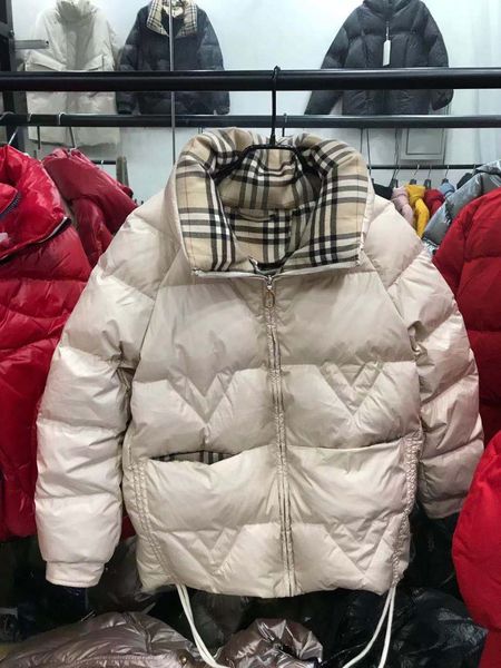 

down coat plaid collar drawstring jacket women's high fluffy short 2021 autumn winter korean white duck, Black