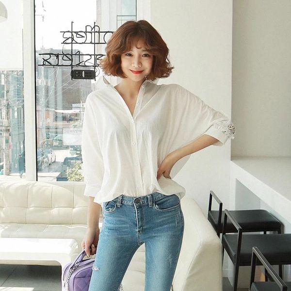 

women's blouses & shirts fashion women summer backless hollow out lace blouse shirt ladies casual loose white office
