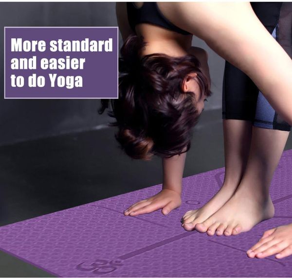 

yoga mat 1830 * 610 6mm, with positioning line fitness gymnastic sports carpet non-slip beginner mats