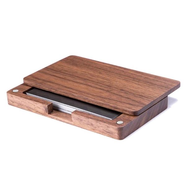 

jewelry pouches, bags natural wood business card holder pocket slim credit black walnut color magnetic case, Pink;blue