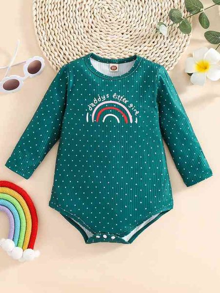 

baby letter and polka dot print bodysuit she, Blue