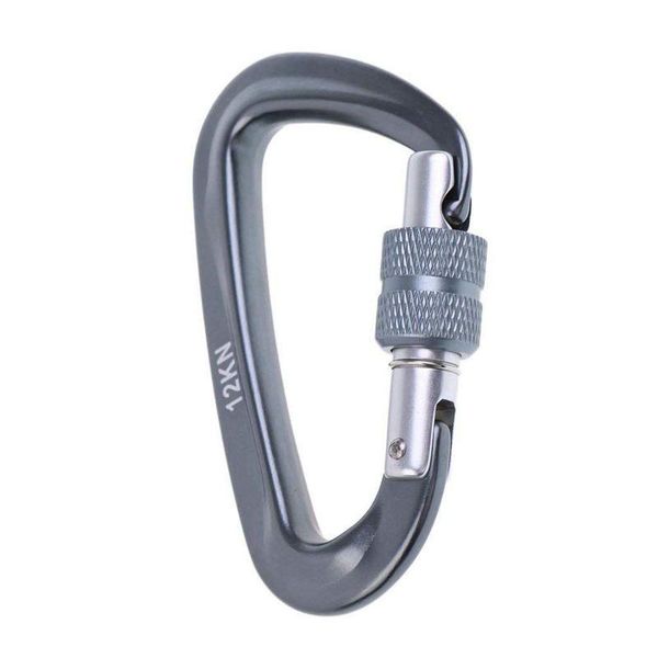 

screw carabiner aluminum alloy d-shape hook loop lock for mountaineering climbing hammock bag - gun gray,  cords, slings and webbing