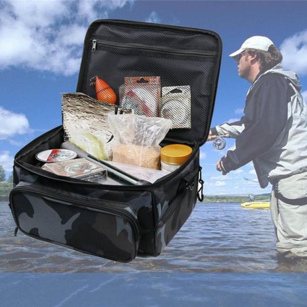 

fishing accessories bag adjustable damp-proof camouflage one-shoulder storage line portable hiking picnic
