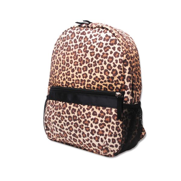 Designer leopardo criança saco de escola seersucker crianças mochila fofo chita escola bolsas de escola com bolsos de malha laterais dom106187