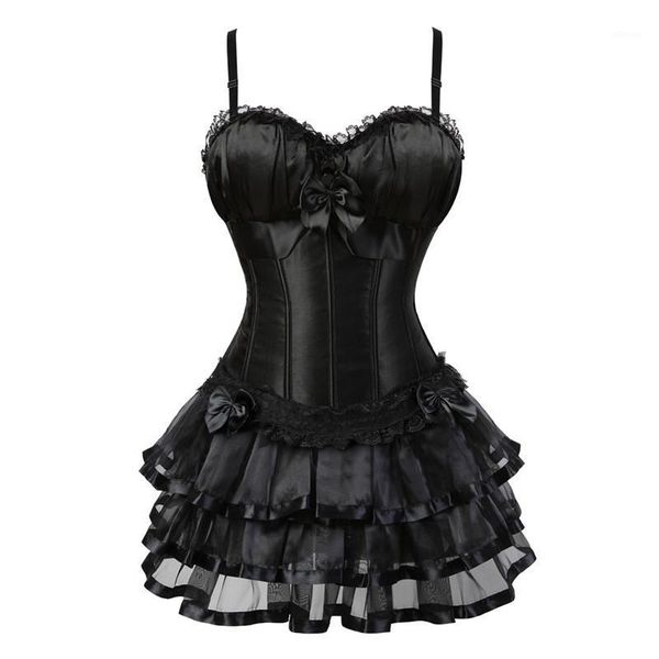 

bustiers & corsets black victorian corset dresses burlesque with skirt vintage costumes lace up strap lingerie for women, Black;white