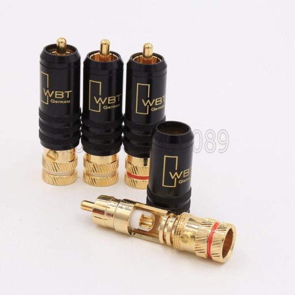 

smart power plugs 100pcs wbt-0144 24k gold plated rca plug lock soldering audio/video connector