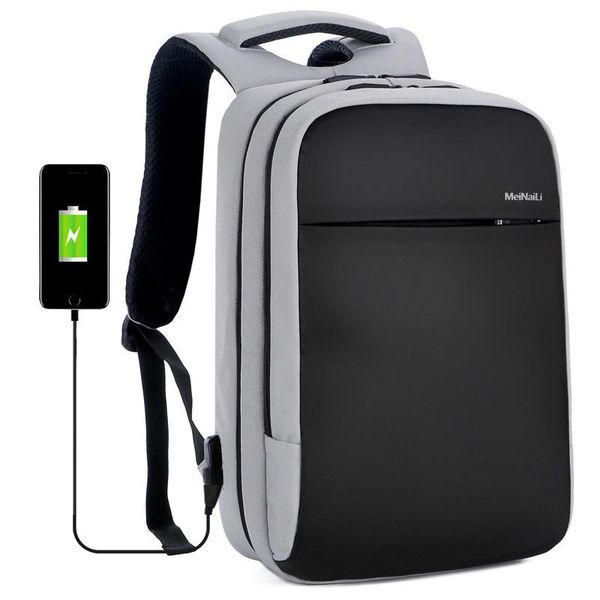 

backpack large capacity lapmen 15 inch usb charging computer bags male waterproof nylon black backbag
