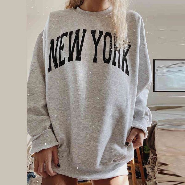 

women's hoodies & sweatshirts women letters print oversize pullovers autumn winter harajuku crew neck long sleeve america vintage loose, Black