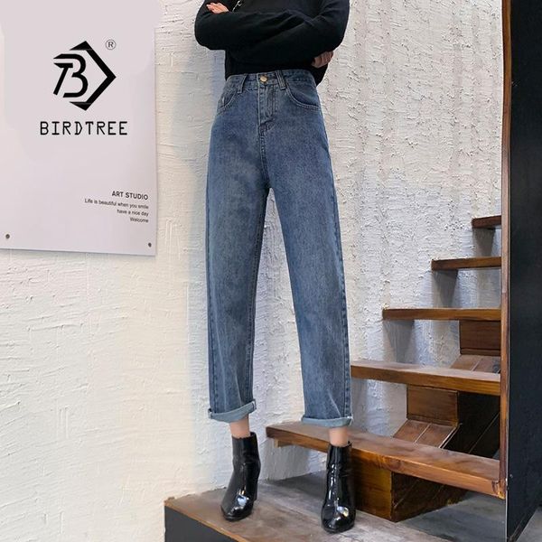 

women's jeans spring vintage high waist slouchy mom denim straight pants for women autumn casual blue trousers vaqueros mujer b01622