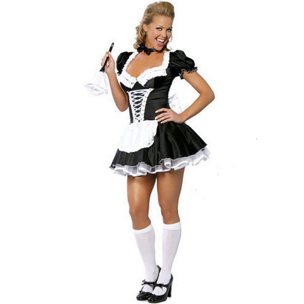 

m-xxxl plus size women's fun underwear maid costume role play sexy, Black;red