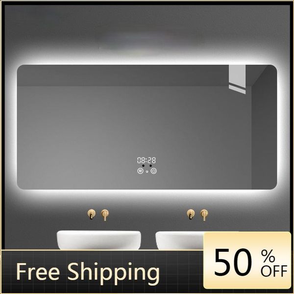 

mirrors nordic bathroom mirror with led light rectangle decoration smart in anti fog miroir espejo pared washroom