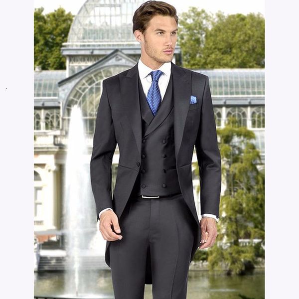 

men's suits & blazers male style dinner prom tuxedo groom 2021 gray groomsmen blazer wedding of men (jacket + pants vest tie), White;black