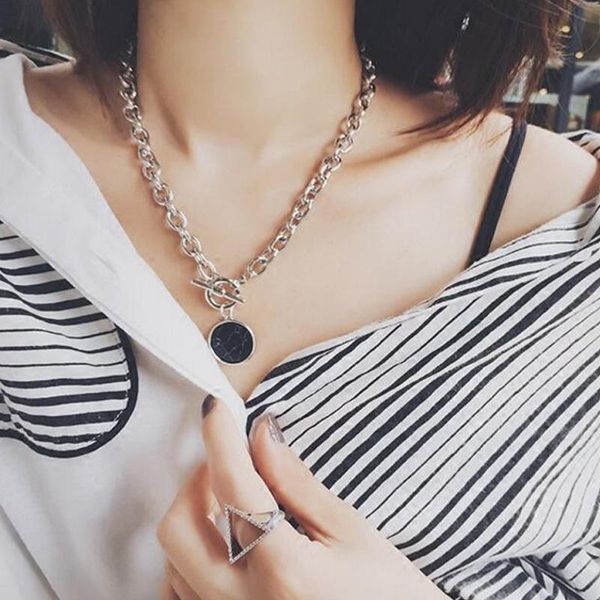 

pendant necklaces round charm women jewelry mini wind marble chain necklace for ot buckle statement chokers jewelryparty birthday party, Silver